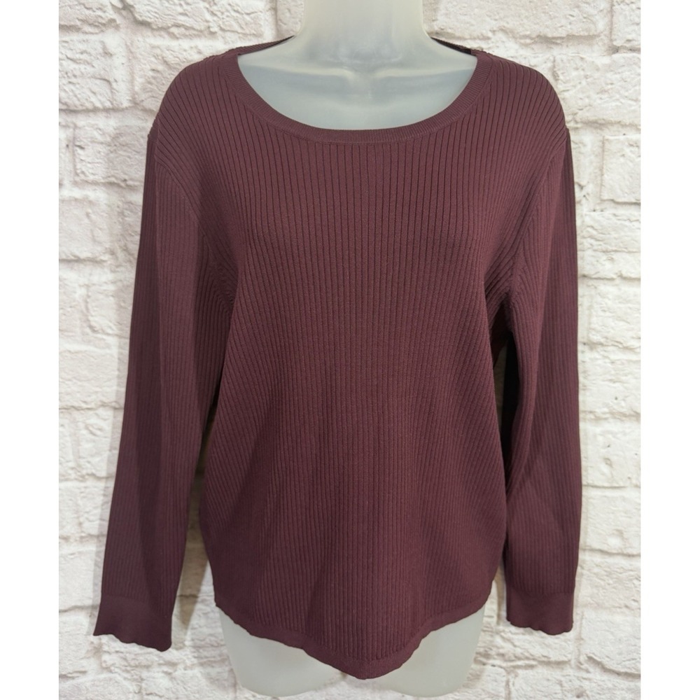 NEW J Crew‎ Stretchy Ribbed Sweater Womens XL Tight Knit Capsule Minimalist Wine